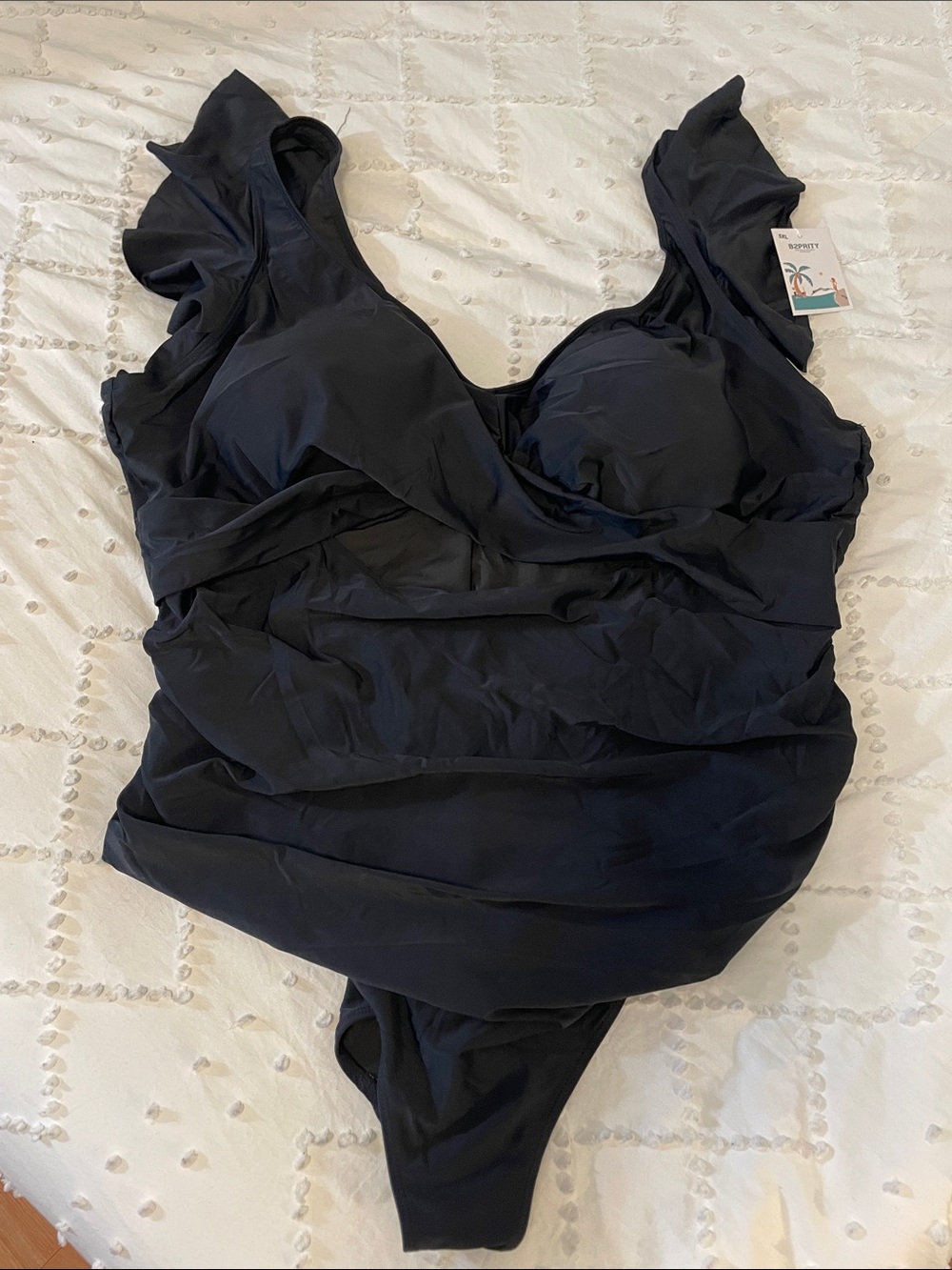 B2prity One Piece Ruffle Sleeve V Neck Tummy Control Cutout Monokini Slimming - Picture 3 of 8